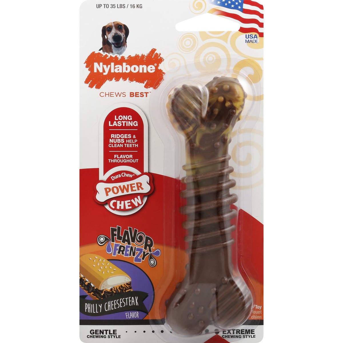 slide 5 of 6, Nylabone Dura Chew Philly Cheesesteak Dog Toy, 1 ct