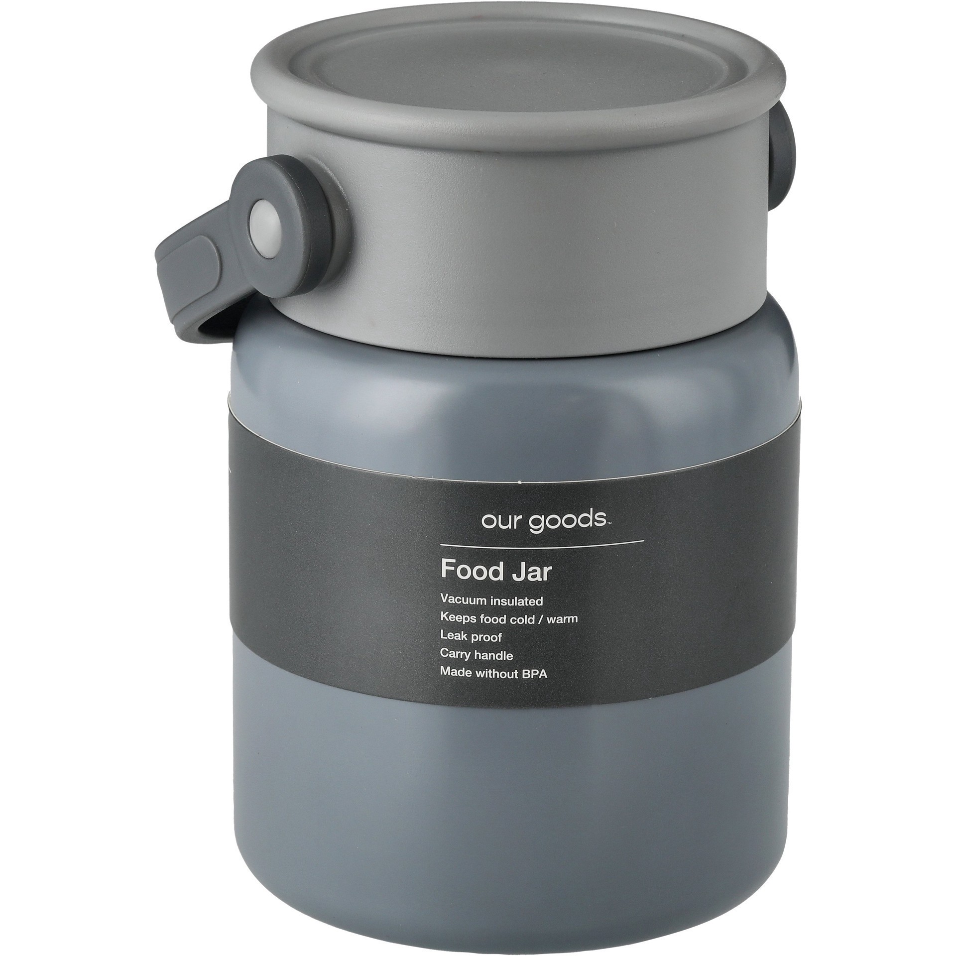 slide 1 of 1, our goods Food Jar - Grey, 16.5 oz