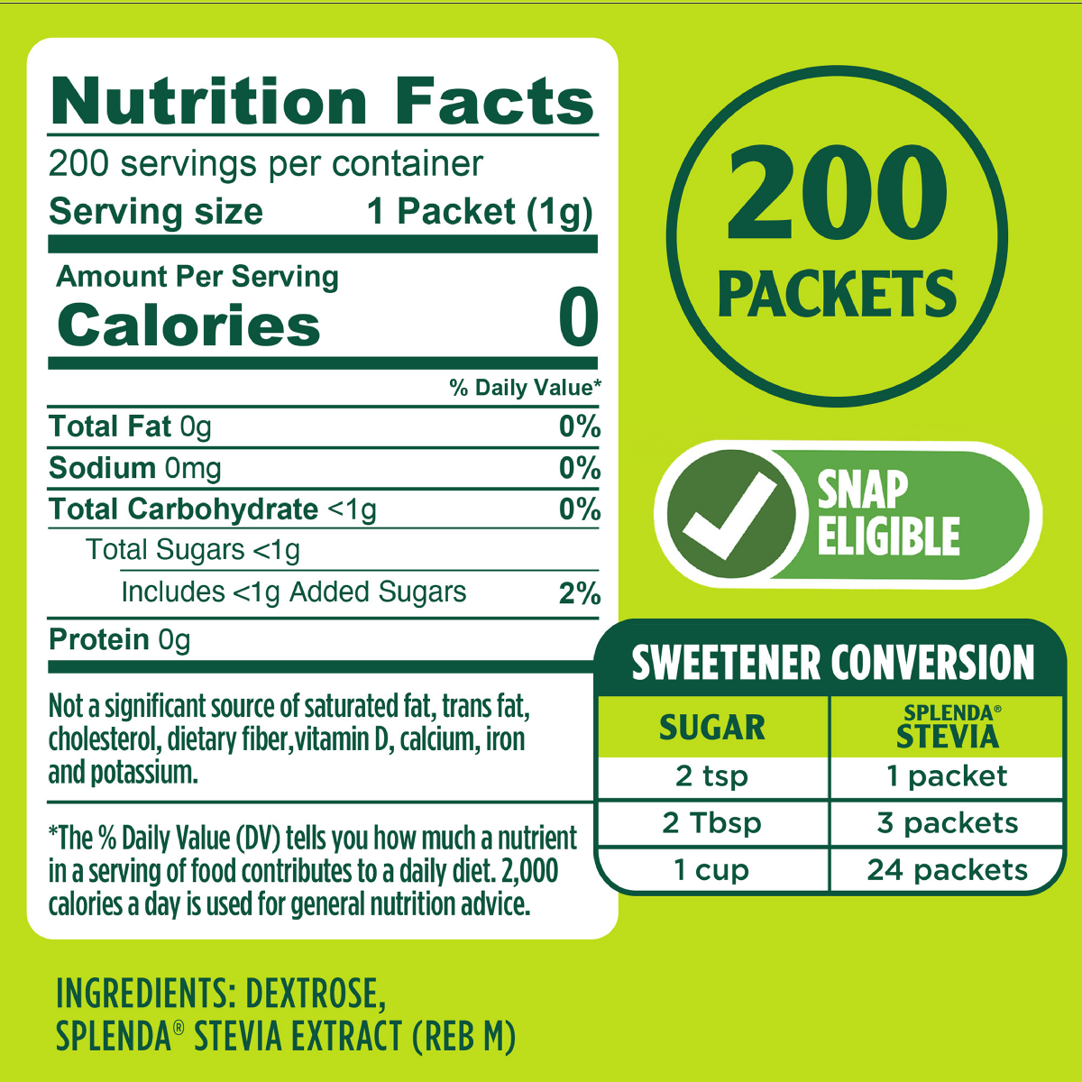 slide 2 of 2, Splenda Zero Calorie Stevia Sweetener 200 ea, 200 ct