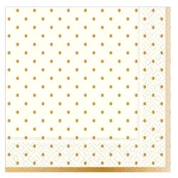 Design Design Cream/gold Swiss Dots Luncheon Napkin