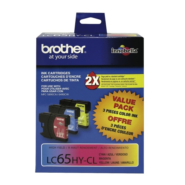 slide 1 of 2, Brother Lc65Hy-Cl High-Yield Tricolor Ink Cartridges, Pack Of 3, 3 ct