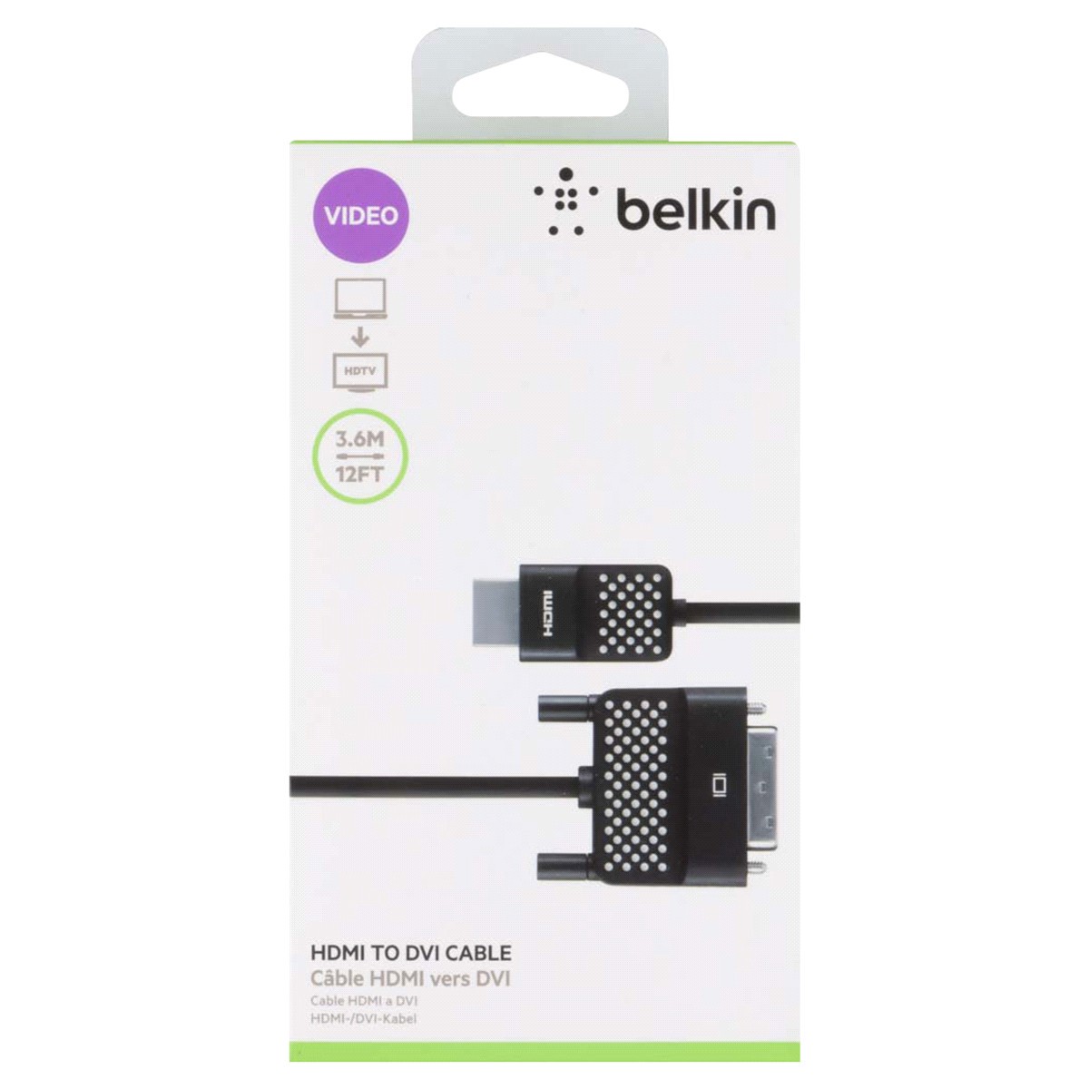 slide 2 of 2, Belkin HDMI to DVI Cable, 12 ft