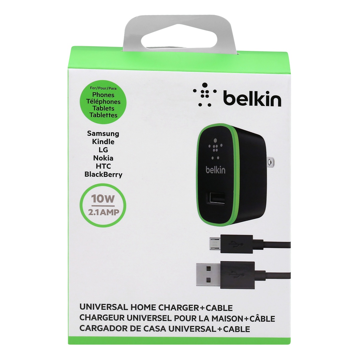 slide 1 of 5, Belkin 2.1A/12W 1-port Universal Home Charger with 4' Micro-USB ChargeSync Cable - Black, 1 ct