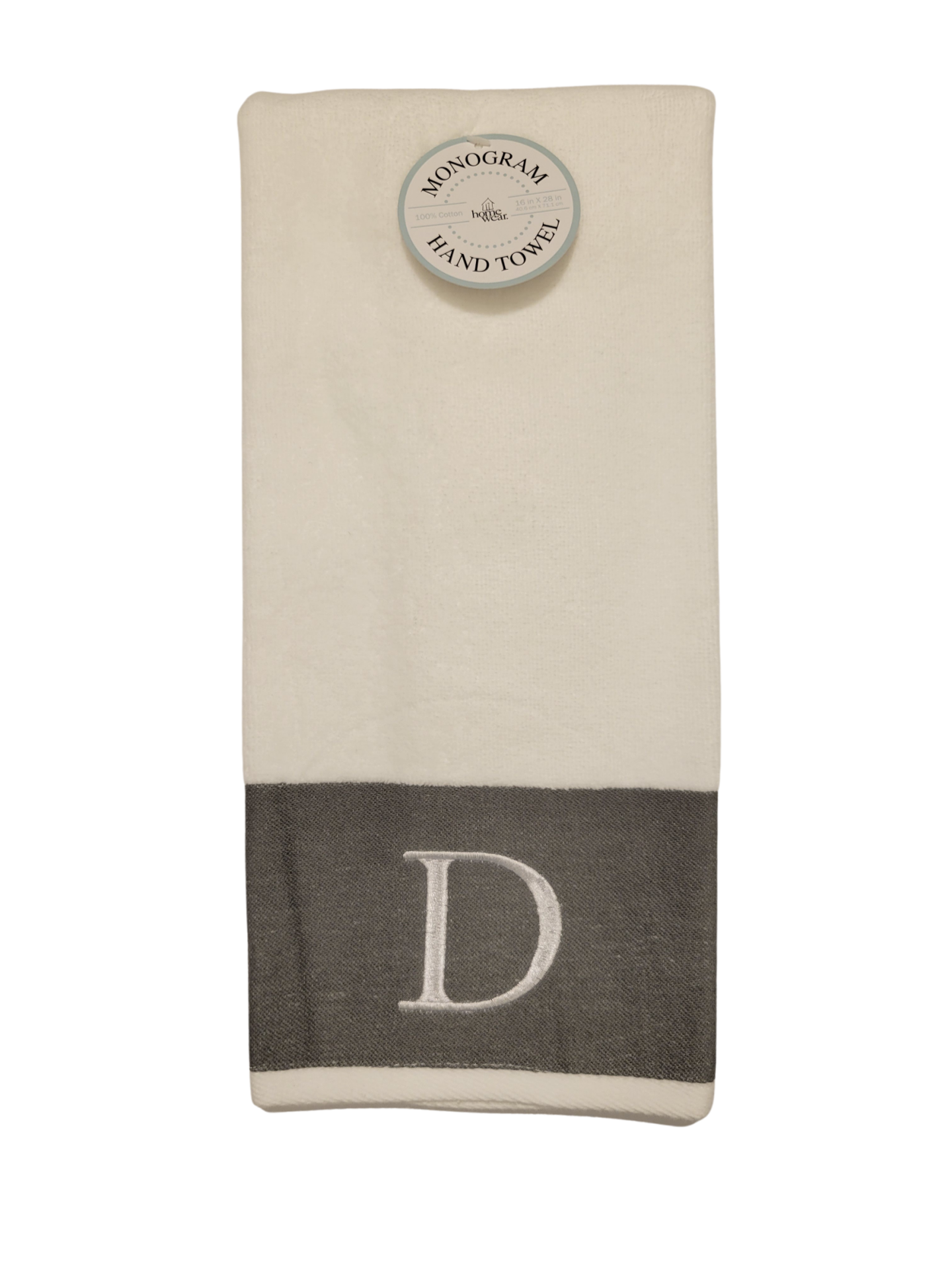 slide 1 of 1, Monogram"D" Hand Towel, 16 in x 28 in, 16 in