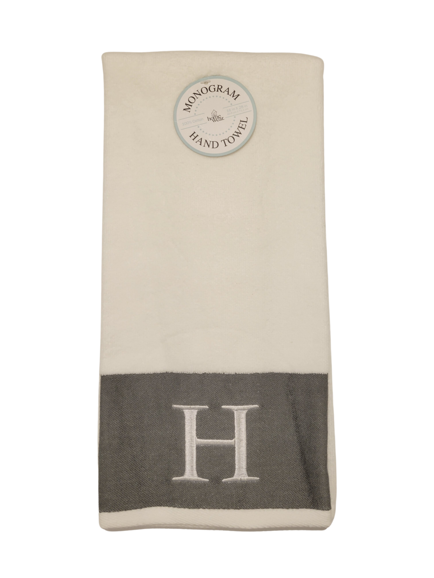 slide 1 of 1, Monogram"H" Hand Towel, 16 in x 28 in, 16 in