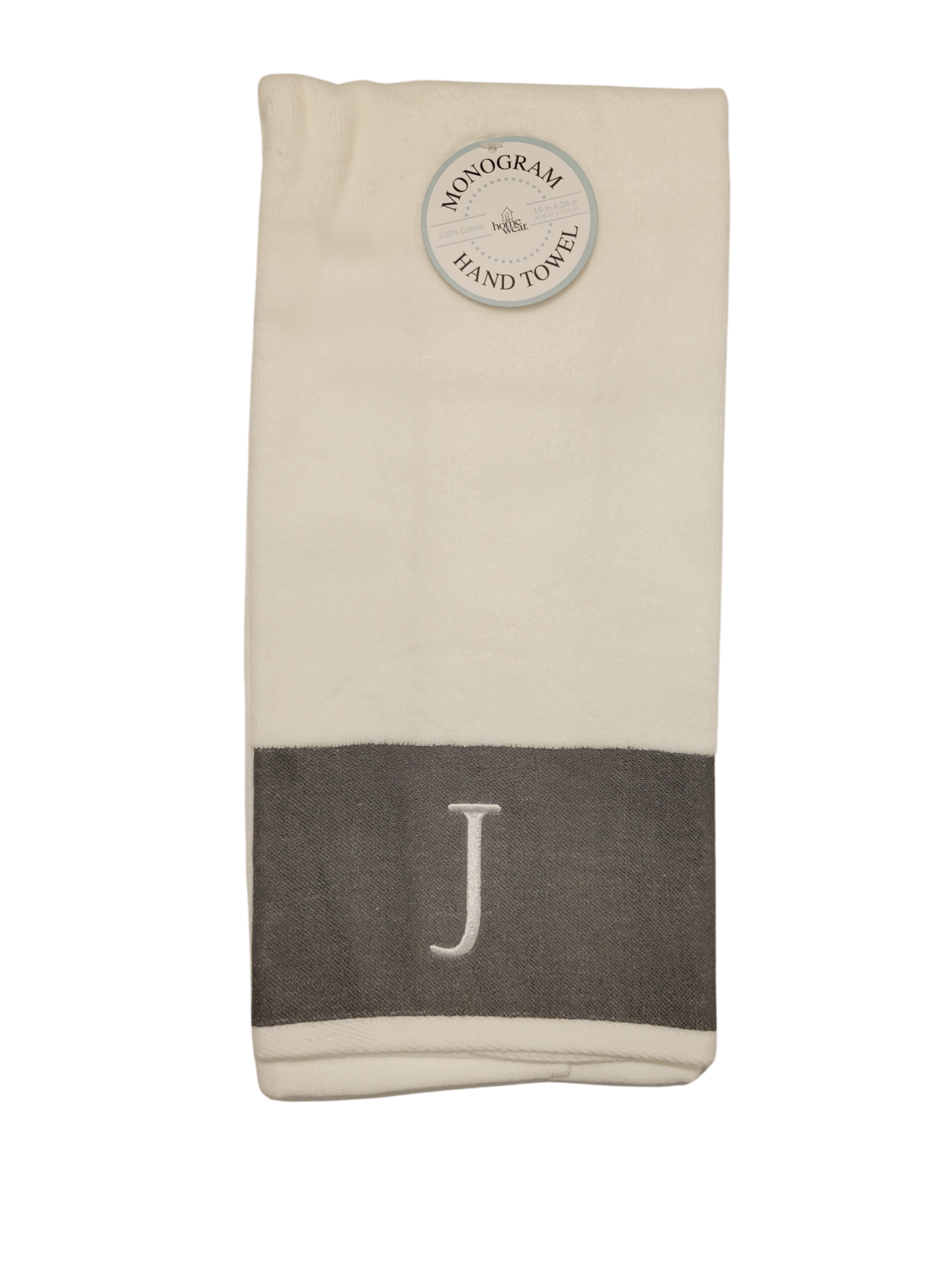 slide 1 of 1, Monogram"J" Hand Towel, 16 in x 28 in, 16 in