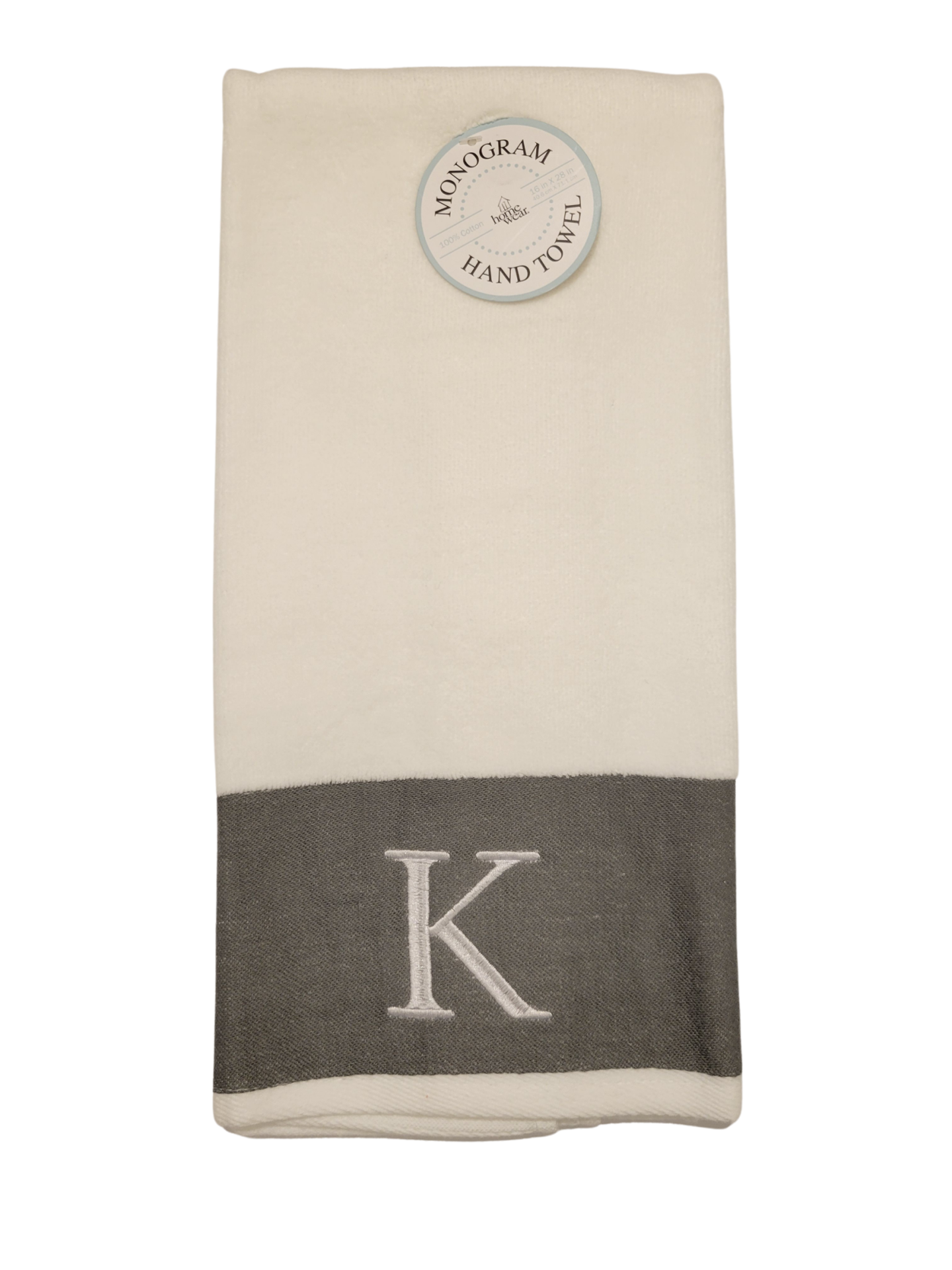 slide 1 of 1, Monogram"K" Hand Towel, 16 in x 28 in, 16 in