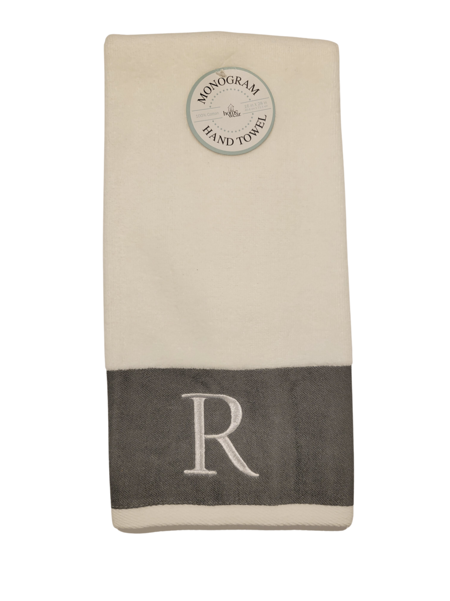 slide 1 of 1, Monogram"R" Hand Towel, 16 in x 28 in, 16 in