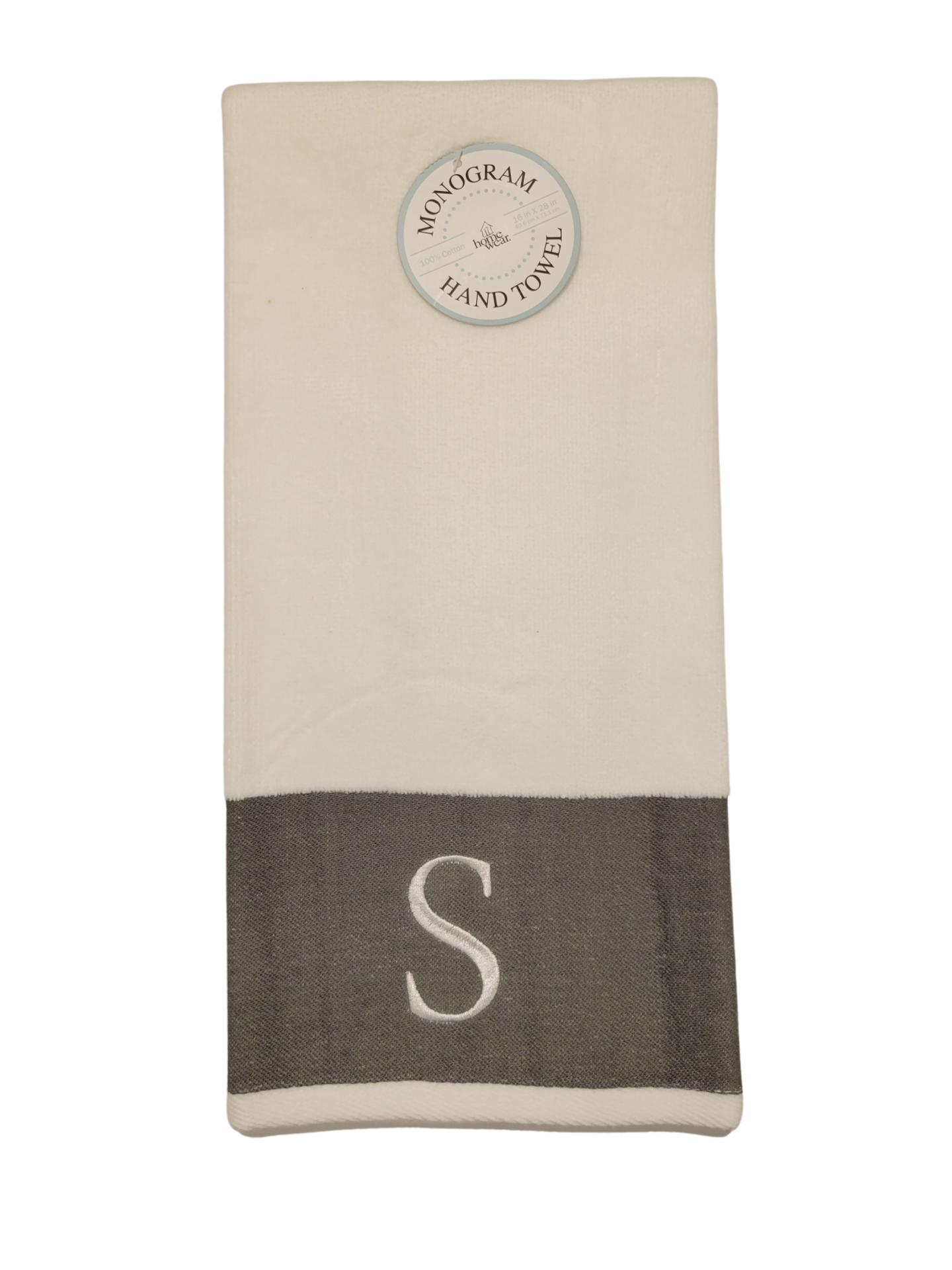 slide 1 of 1, Monogram"S" Hand Towel, 16 in x 28 in, 16 in
