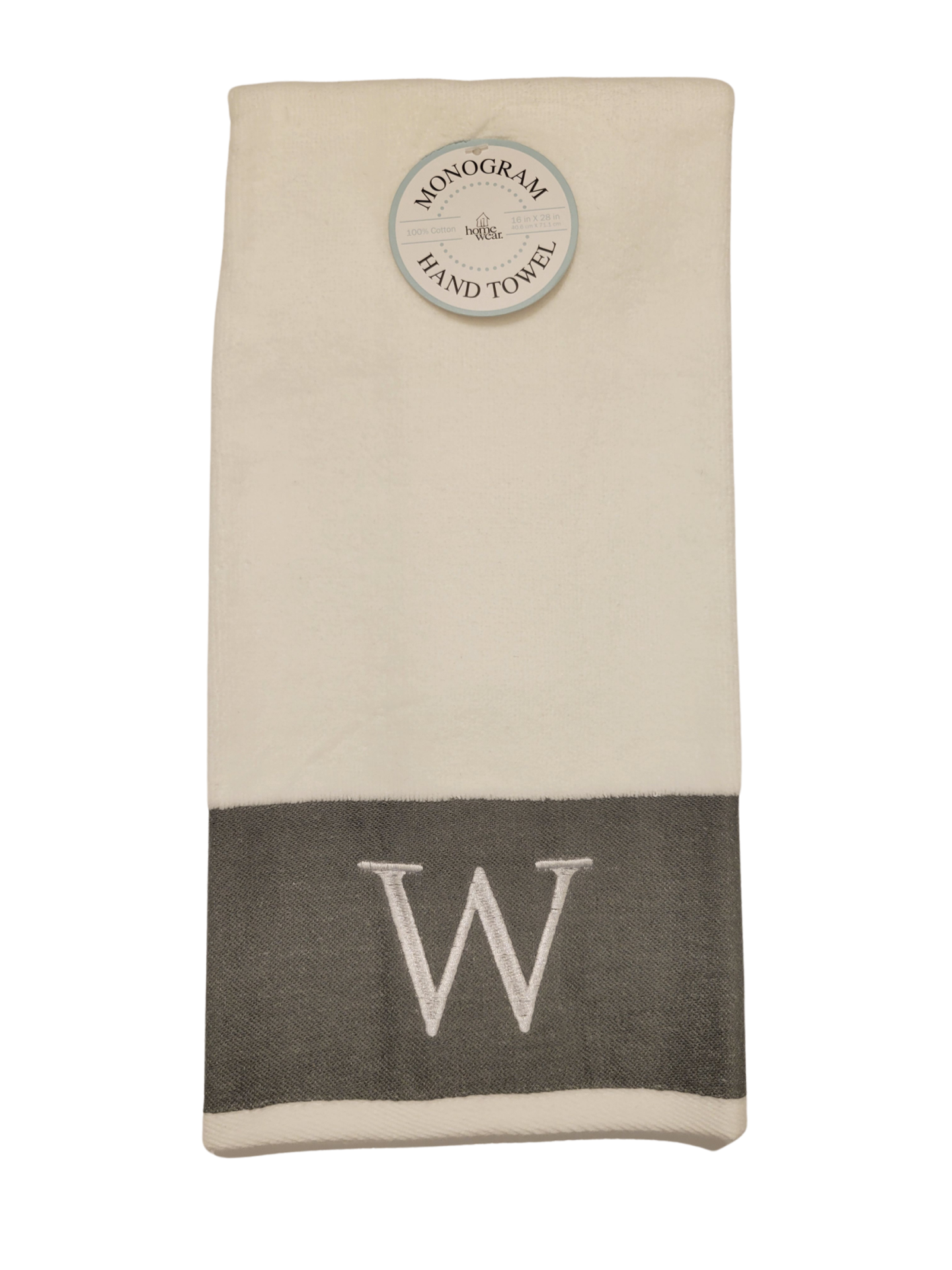 slide 1 of 1, Monogram"W" Hand Towel, 16 in x 28 in, 16 in