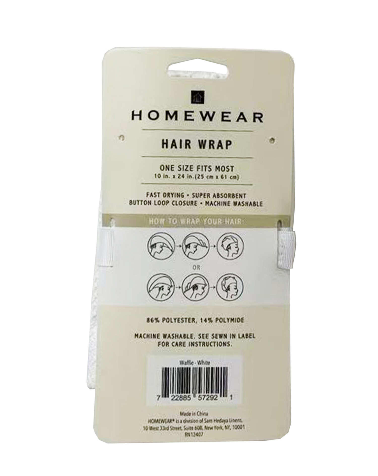 slide 2 of 3, Waffle Microfiber Hair Towel Wrap, 10 in x 24 in, Grey, 10 x 24 