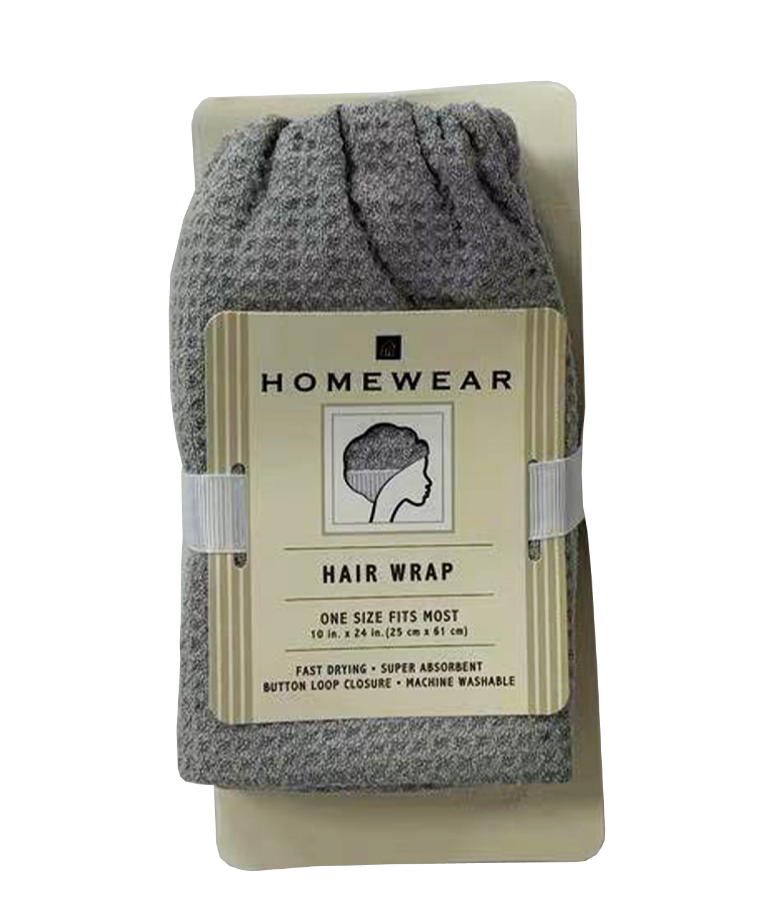 slide 1 of 3, Waffle Microfiber Hair Towel Wrap, 10 in x 24 in, Grey, 10 x 24 