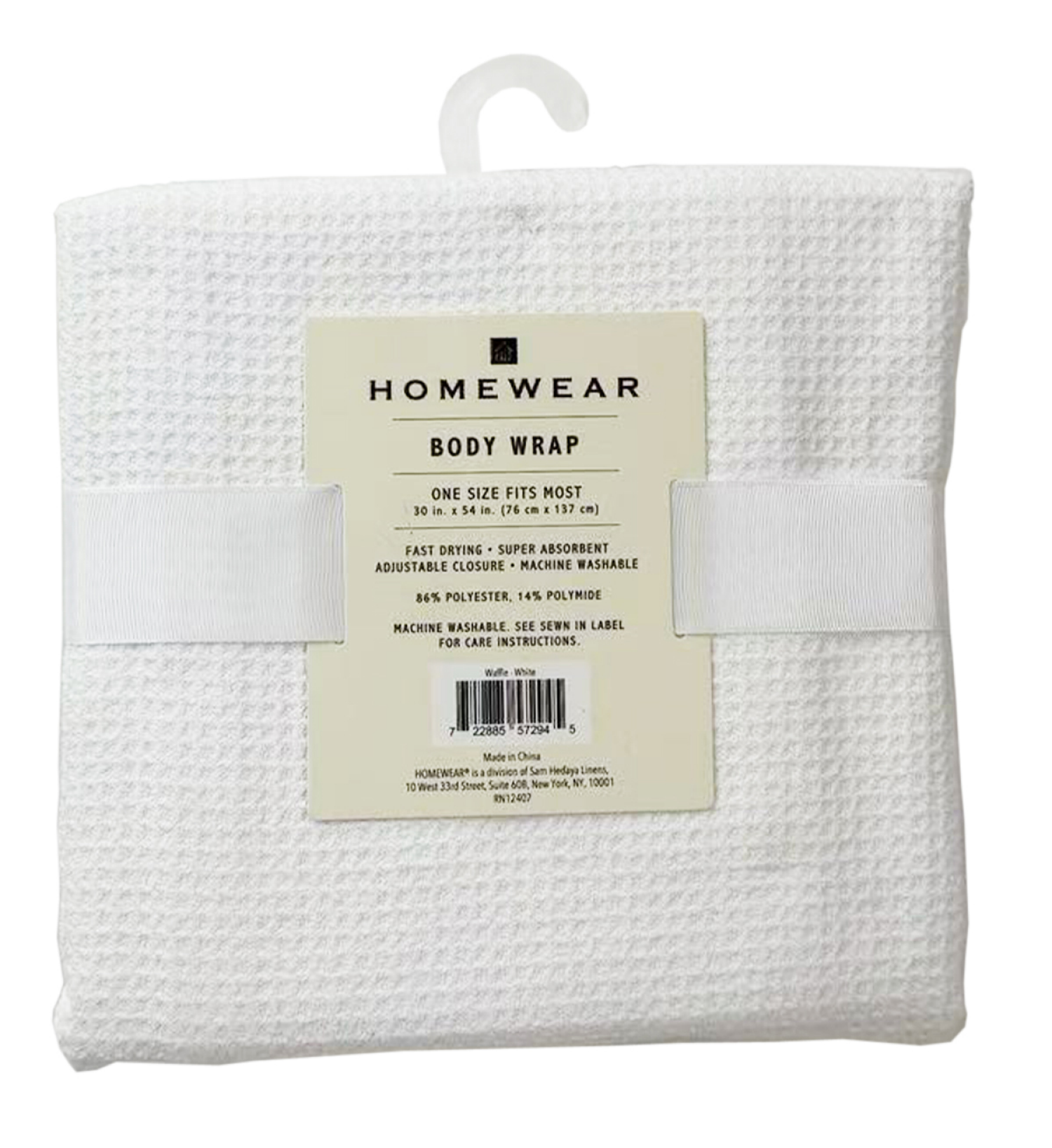 slide 3 of 4, Waffle Microfiber Body Wrap 30 in x 54 in, White, 30 x 54 