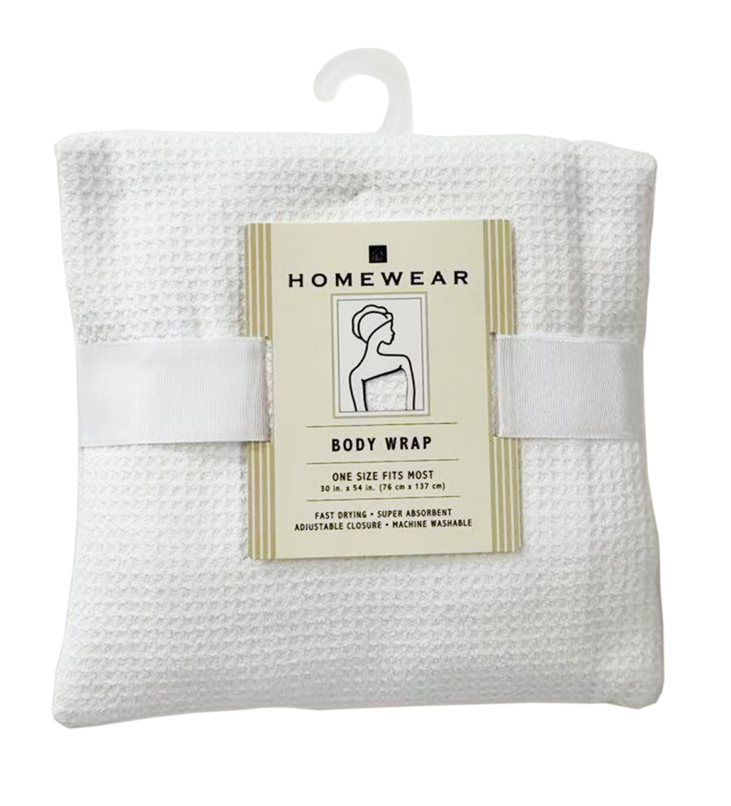 slide 1 of 4, Waffle Microfiber Body Wrap 30 in x 54 in, White, 30 x 54 