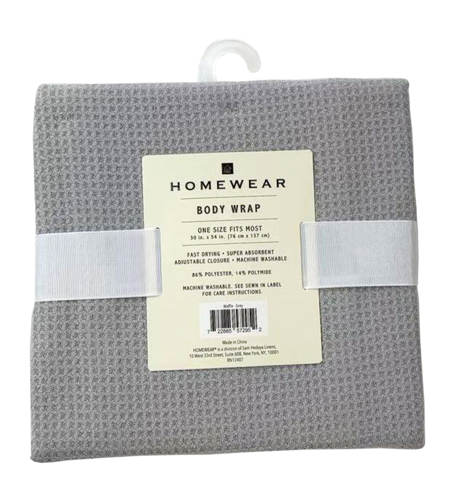 slide 3 of 4, Waffle Microfiber Body Wrap 30 in x 54 in, Grey, 30 x 54 