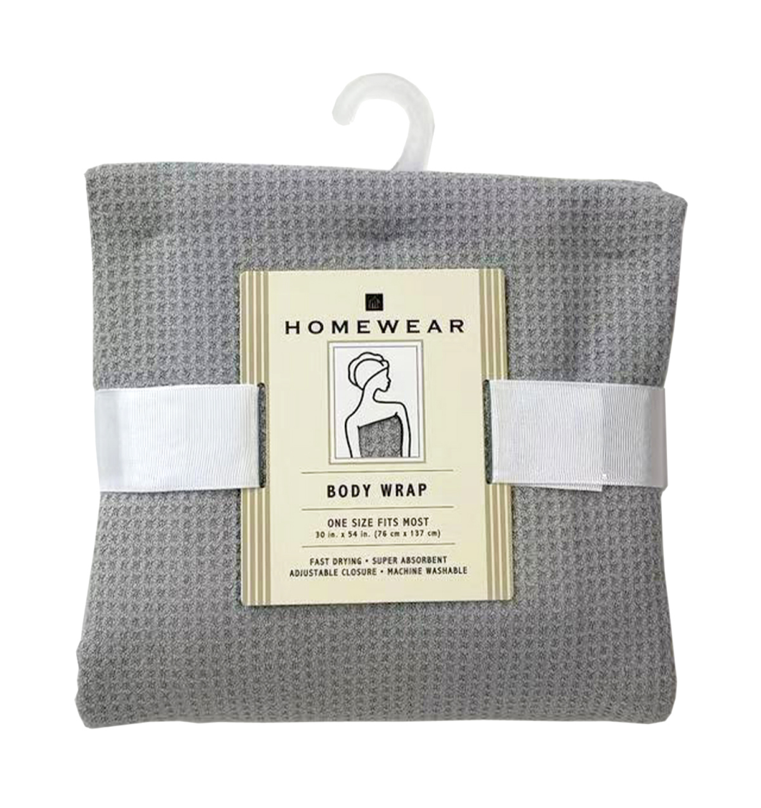 slide 1 of 4, Waffle Microfiber Body Wrap 30 in x 54 in, Grey, 30 x 54 