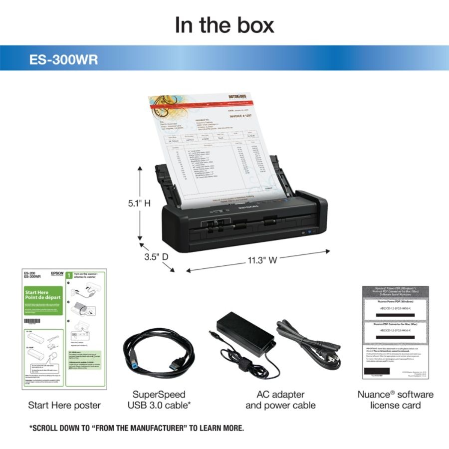 slide 8 of 10, Epson Workforce Es-300Wr Wireless Color Document Scanner: Accounting Edition, 1 ct