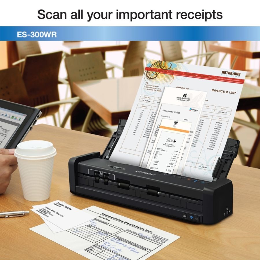 slide 5 of 10, Epson Workforce Es-300Wr Wireless Color Document Scanner: Accounting Edition, 1 ct