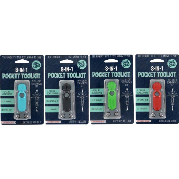 slide 4 of 6, DM Merchandising Modern Monkey 8-In-1 Pocket Toolkit, Assorted Colors, 1 ct