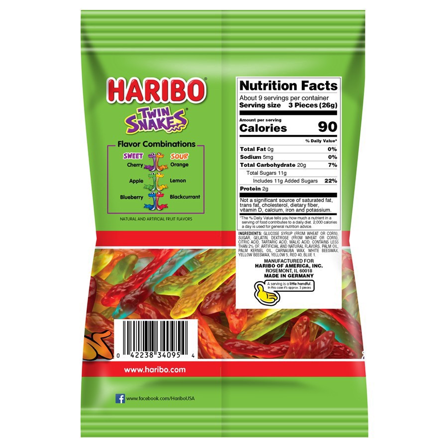 slide 7 of 7, Haribo Twin Snakes Sweet & Sour Gummi Candy Share Size 8 oz, 8 oz