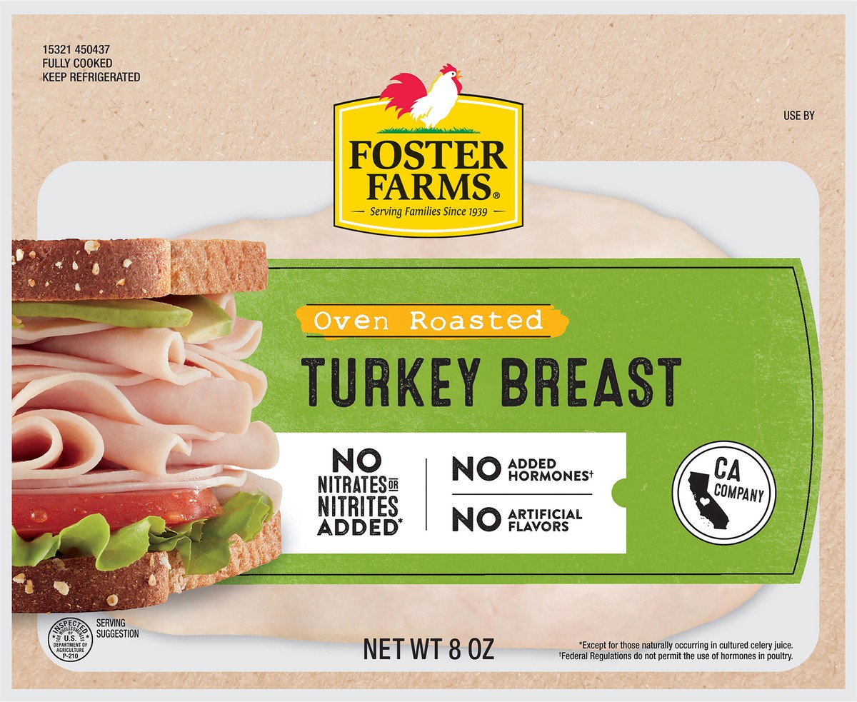 slide 2 of 2, Foster Farms Oven Roasted Turkey Breast Deli Meat - 8 oz., 10 oz