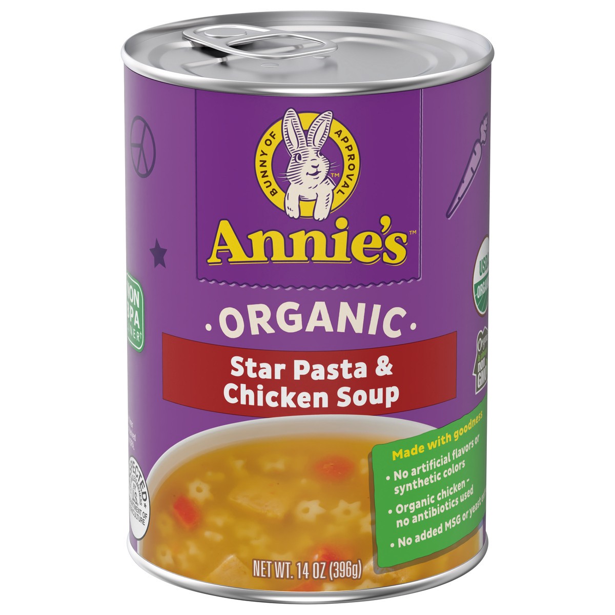 slide 1 of 96, Annie's Annie''s Organic Star Pasta & Chicken Canned Soup, Ready To Serve, 14 oz., 14 oz