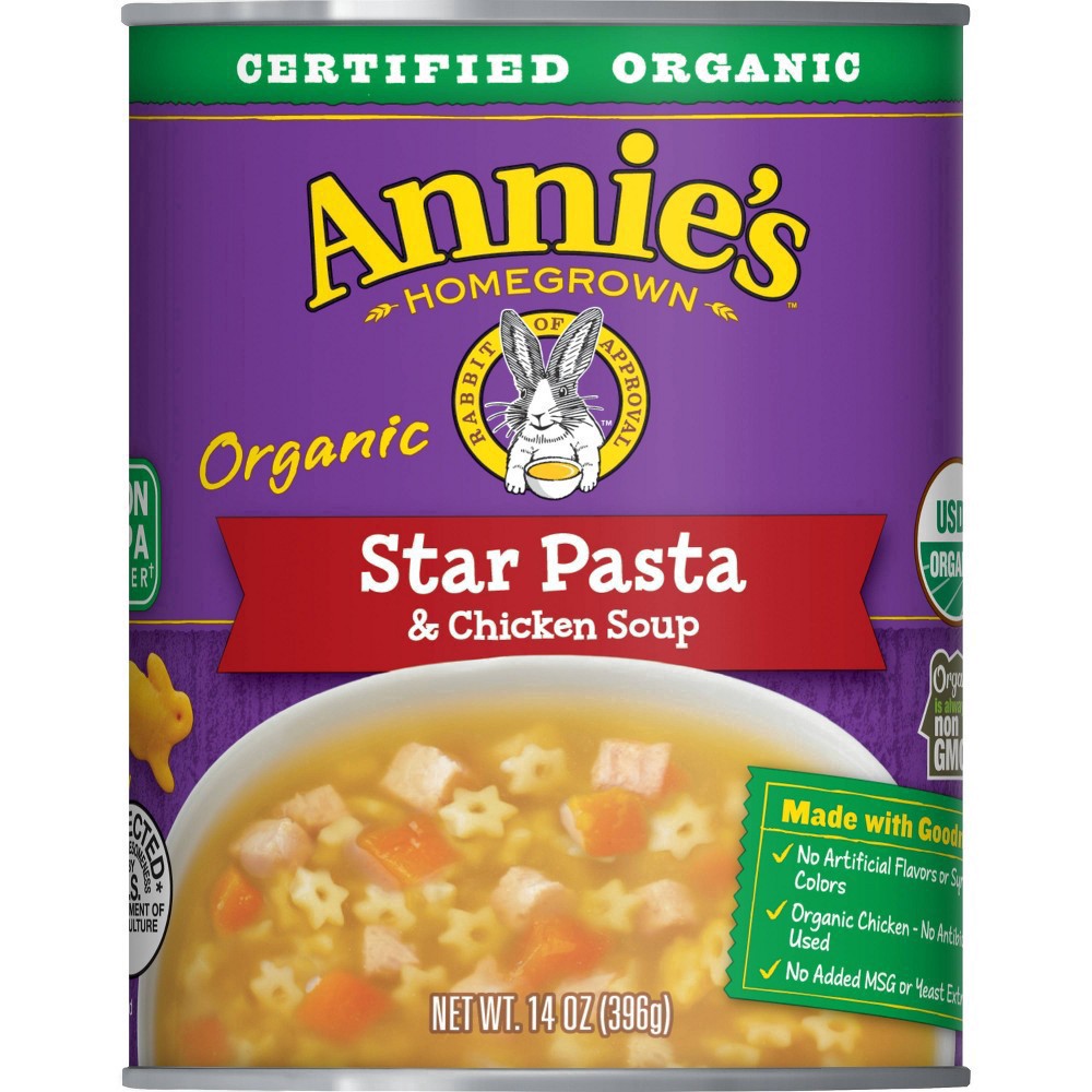 slide 95 of 96, Annie's Annie''s Organic Star Pasta & Chicken Canned Soup, Ready To Serve, 14 oz., 14 oz