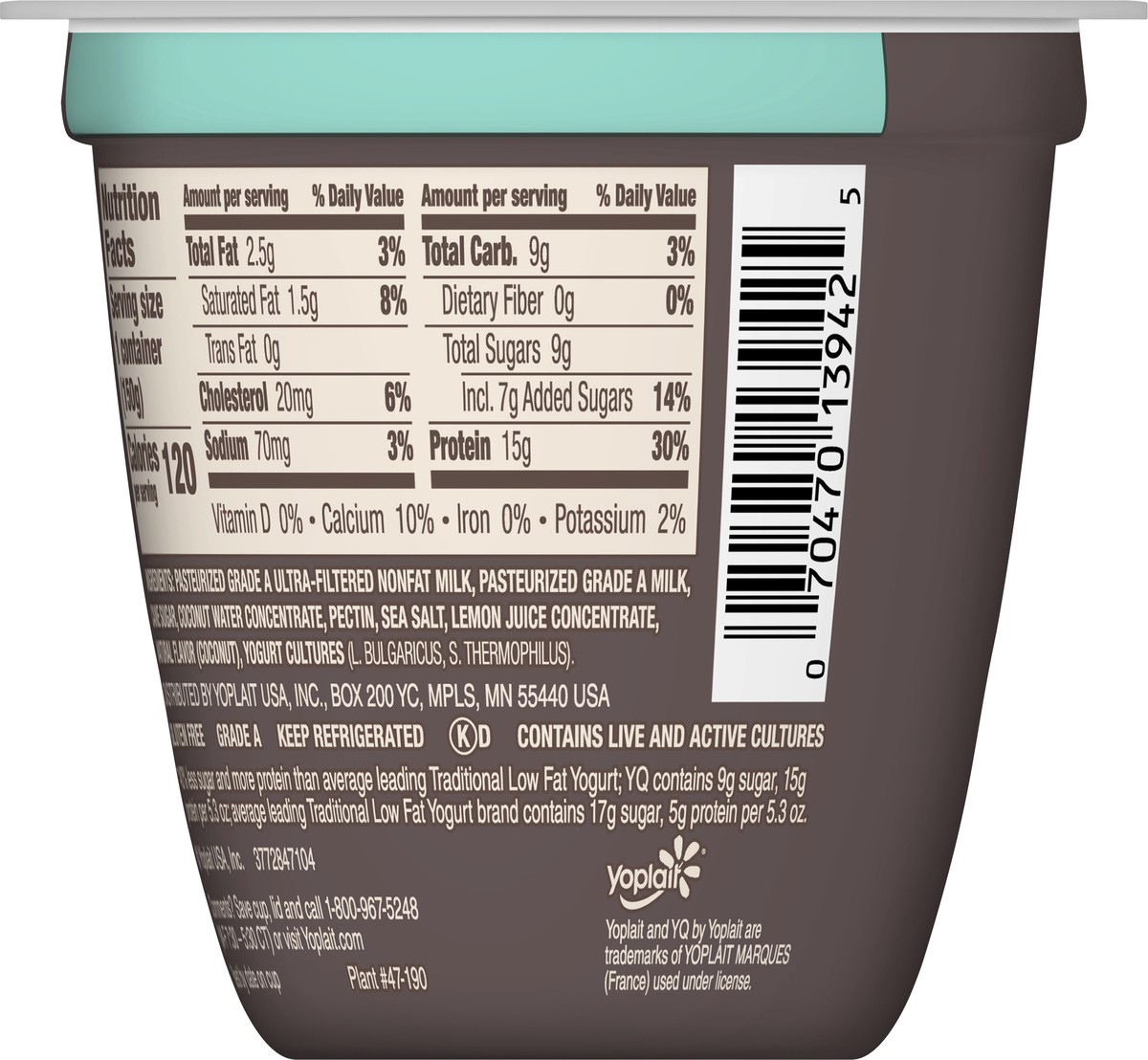 slide 10 of 10, Yoplait Protein Ultra-Filtered Milk Coconut Yogurt-Cultured 5.3 oz, 5.3 oz