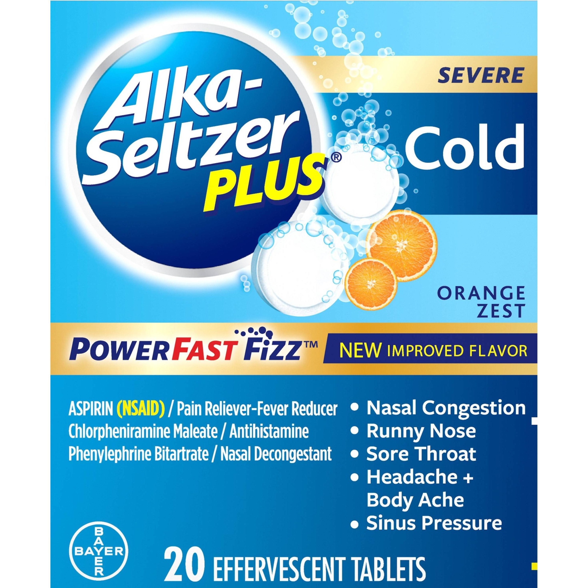slide 1 of 5, Alka-Seltzer Plus Orange Zest Severe Cold Relief Tablets, 20 ct