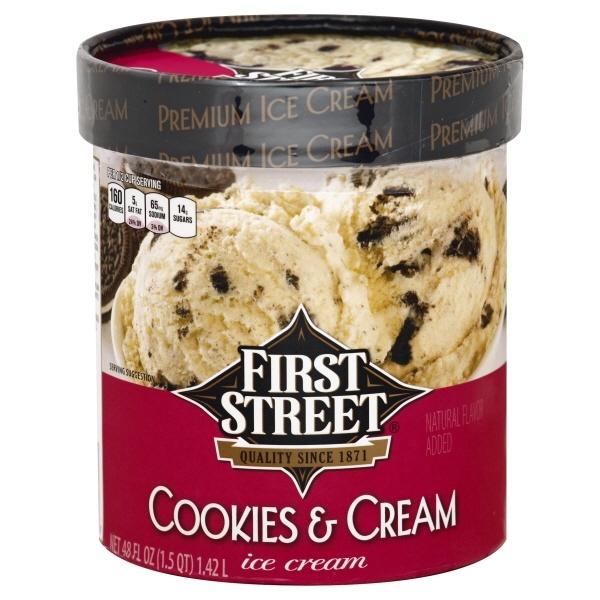 slide 1 of 1, First Street Cookie N Cream Ice Cream, 48 oz