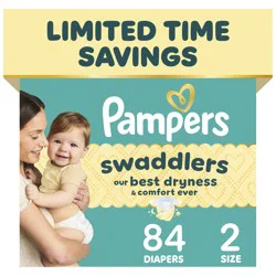 Pampers Swaddlers Diapers, Size 2 (12-18 lbs), 84 Count, Ultra Absorbent Disposable Baby Diaper
