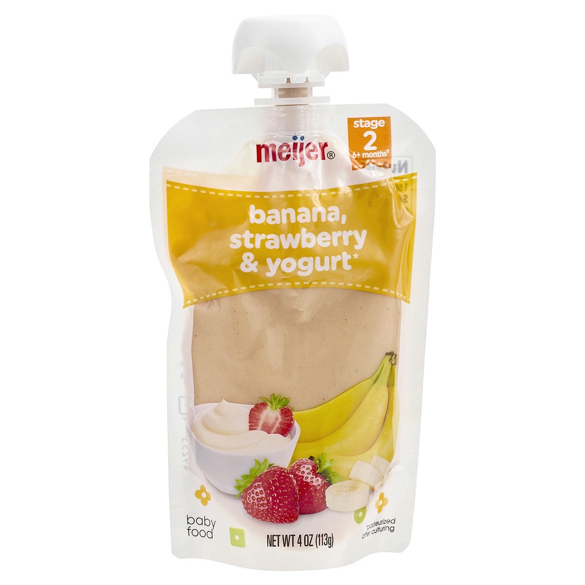 slide 1 of 5, Meijer Banana, Strawberry, and Yogurt Baby Food Pouch, 4 oz