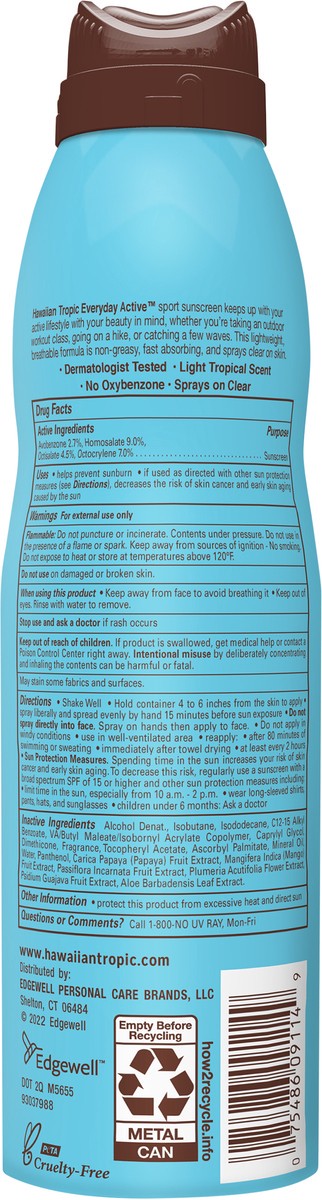 slide 2 of 3, Hawaiian Tropic Everyday Active Broad Spectrum Sunscreen Spray, SPF 50 - 6 Ounce, 6 oz