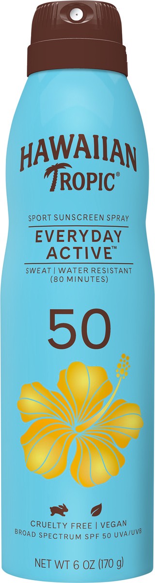 slide 3 of 3, Hawaiian Tropic Everyday Active Broad Spectrum Sunscreen Spray, SPF 50 - 6 Ounce, 6 oz