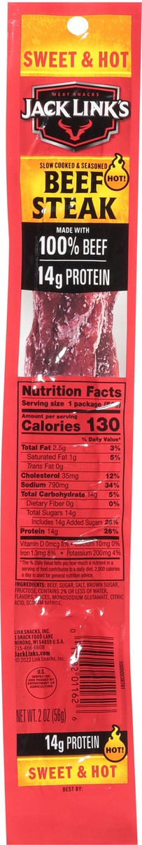 slide 10 of 13, Jack Link's Slow Cooked & Seasoned Hot Beef Steak 2 oz, 2 oz