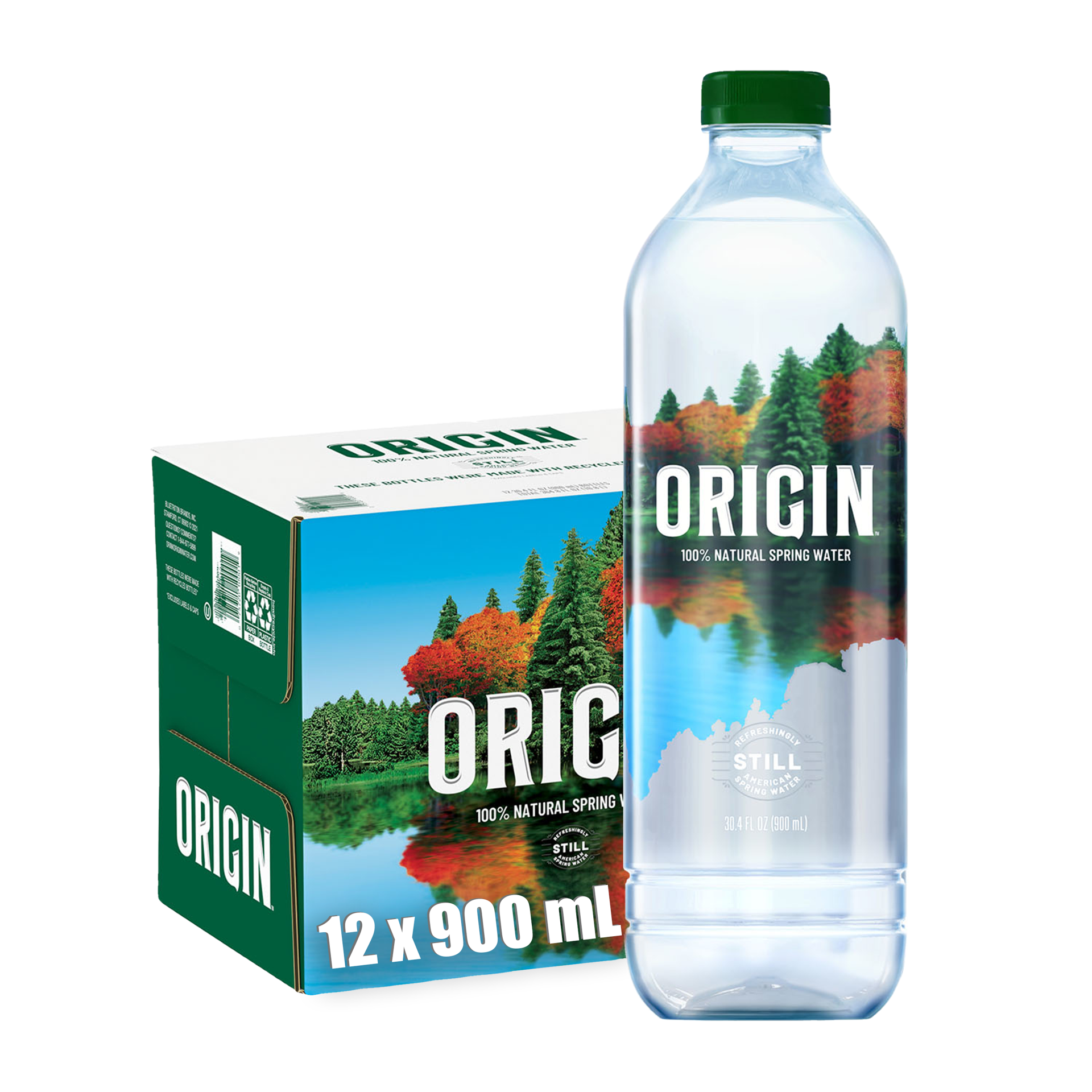 slide 5 of 5, Poland Spring ORIGIN, 100% Natural Spring Water, 900 mL, Recycled Plastic Bottle (12 Count), 30.4 oz