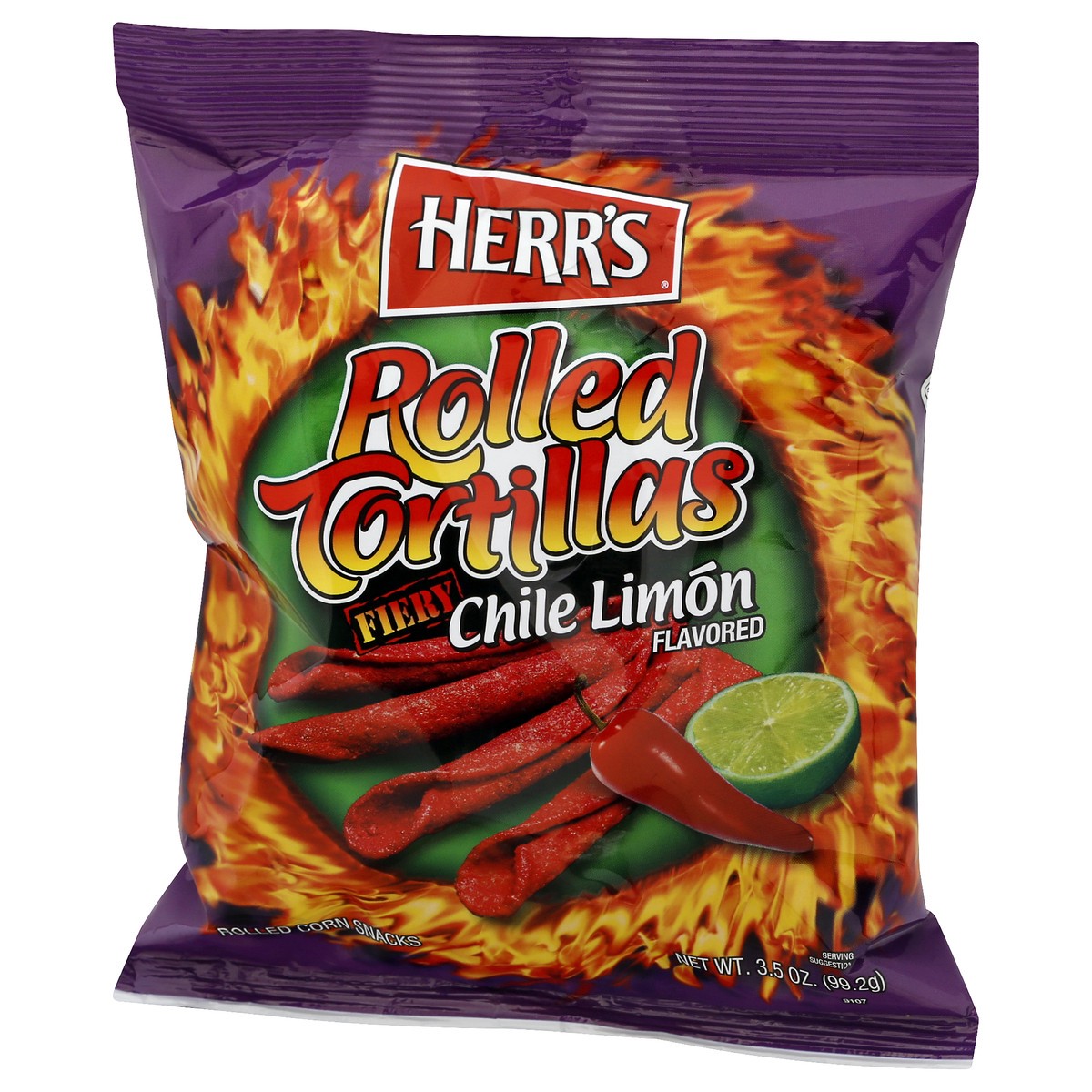 slide 1 of 12, Herr's Fiery Chile Limon Rolled Tortillas 3.5 oz, 3.5 oz