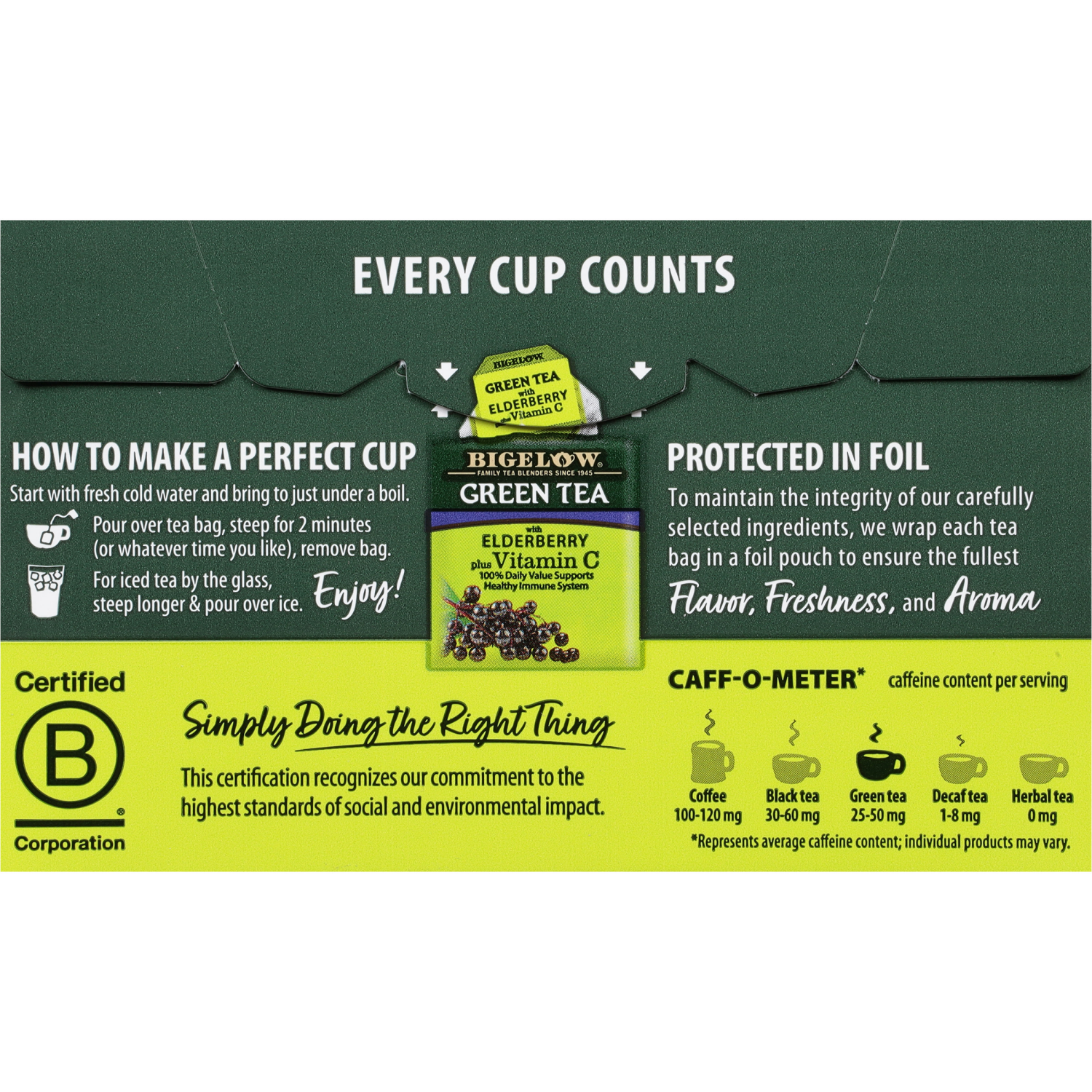 slide 3 of 5, Bigelow Green Tea, Vitamin C, Tea Bags, 18 ct