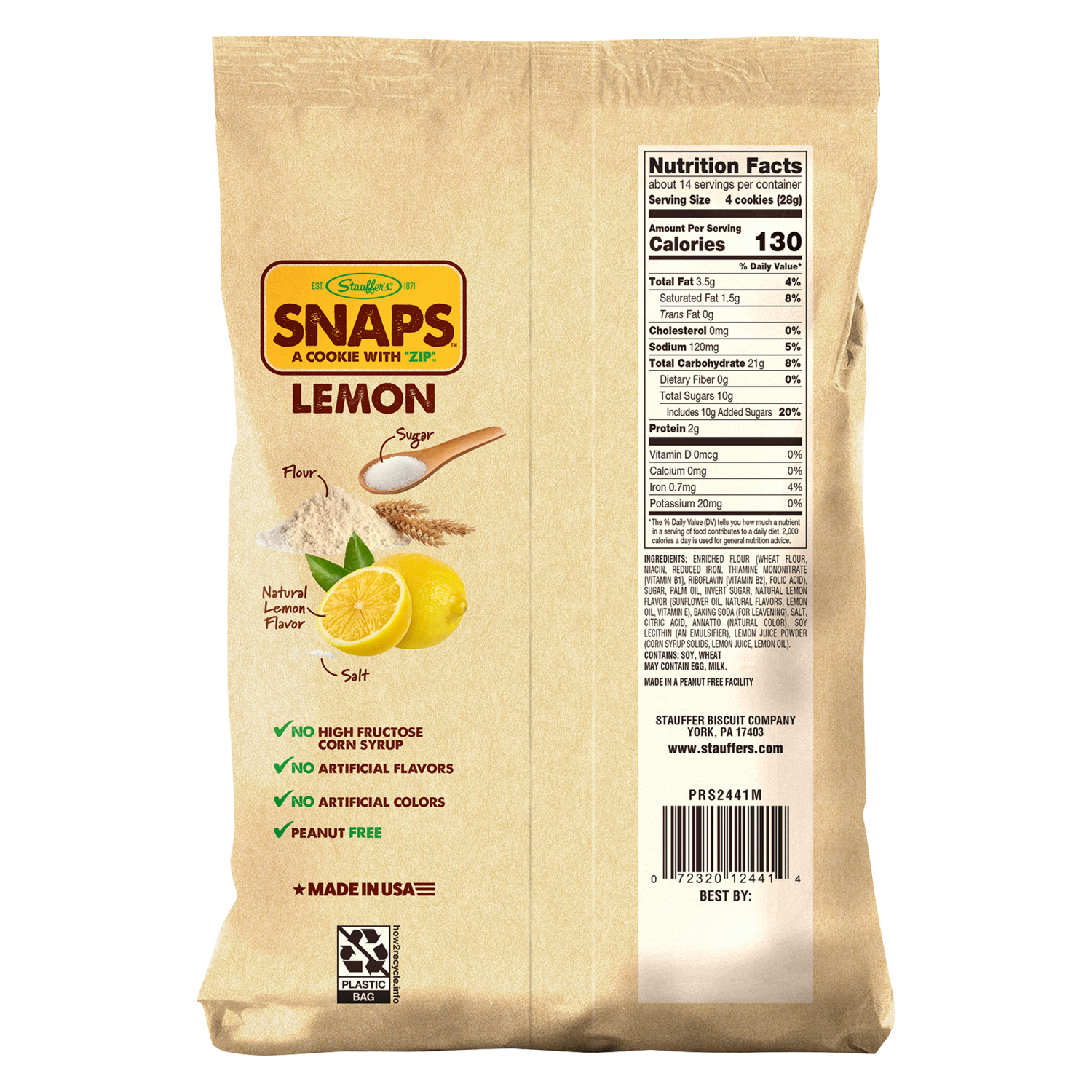 slide 2 of 2, Stauffer's SNAPS Lemon, 14oz Bag, 14 oz