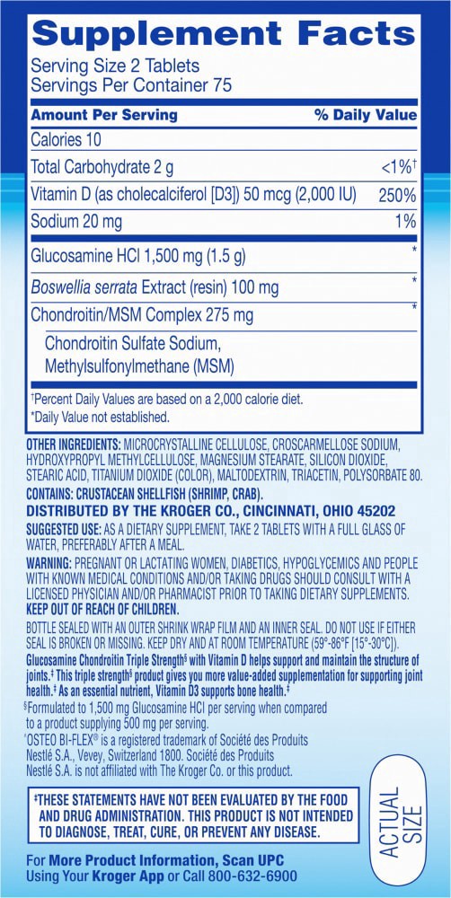 slide 5 of 5, Kroger Glucosamine Chondroitin Joint Support Tablets, 150 ct