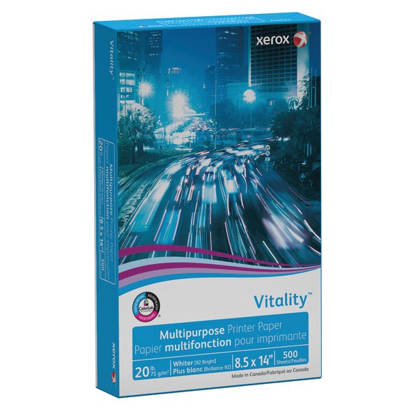 slide 1 of 10, Xerox Vitality Printer Paper, 8 1/2" x 14" - White, 500 ct; 8.5 in x 14 in