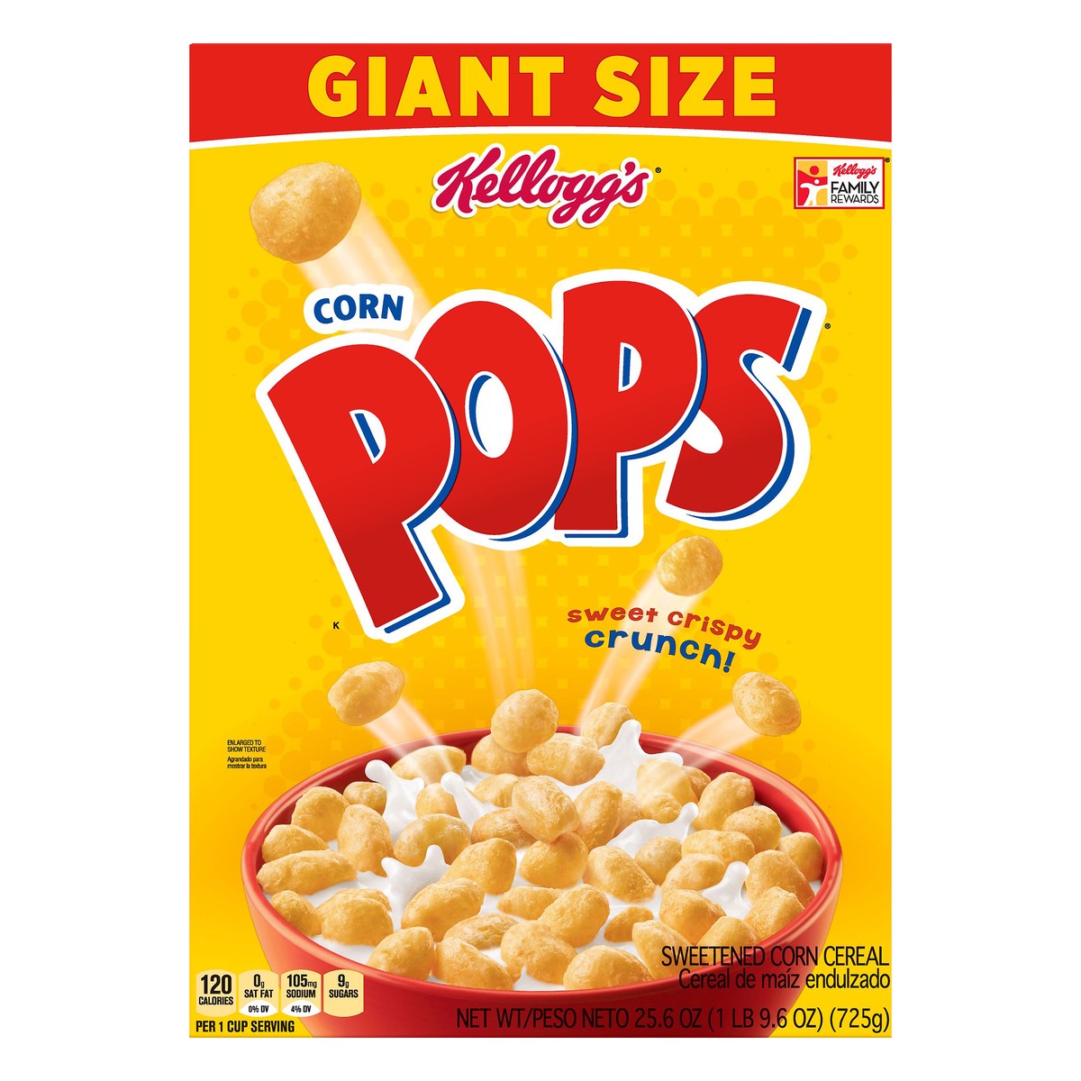 slide 1 of 8, Kellogg's Corn Pops Original Cold Breakfast Cereal, 25.6 oz
