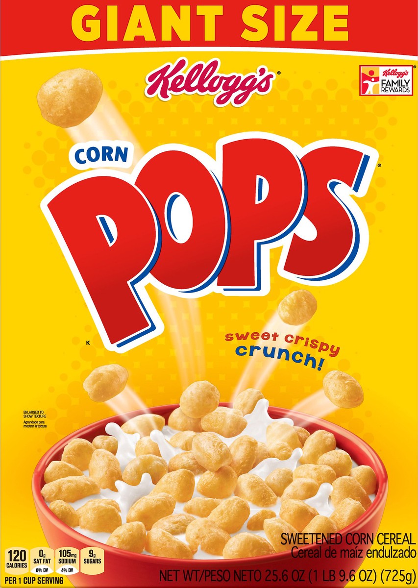 slide 7 of 8, Kellogg's Corn Pops Original Cold Breakfast Cereal, 25.6 oz