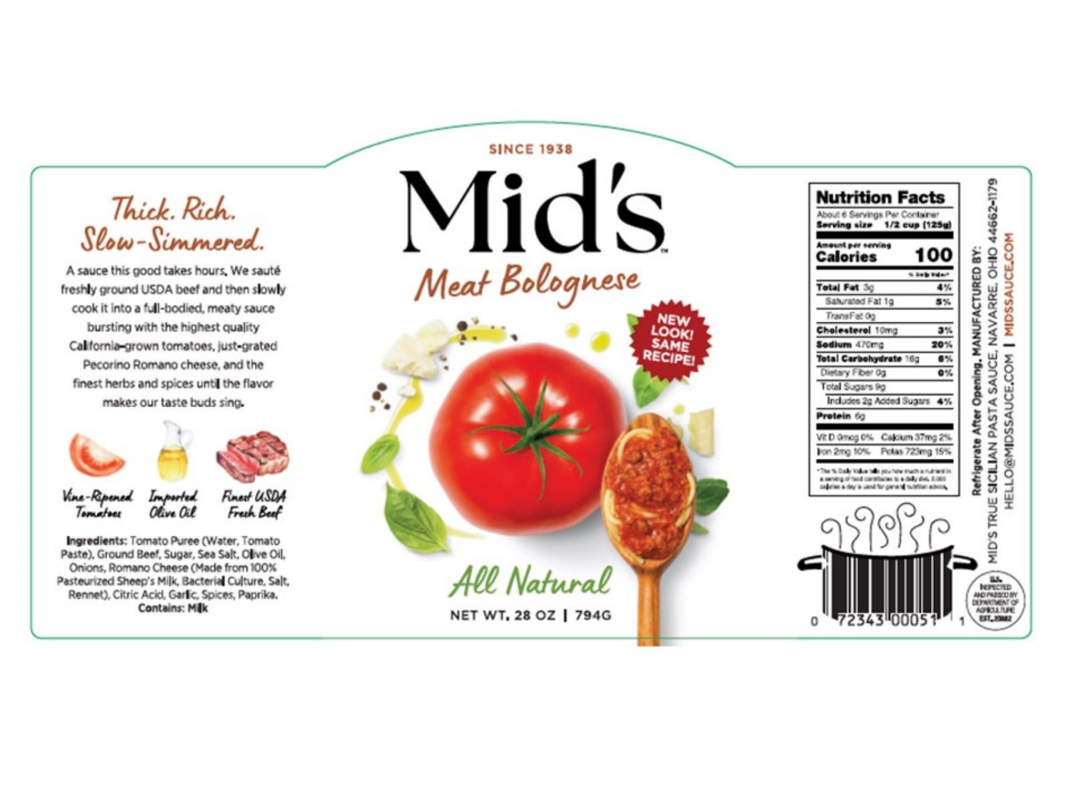 slide 2 of 2, Mid's Meat Bolognese Pasta Sauce 28 oz, 28 oz