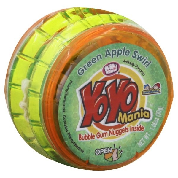 slide 1 of 1, Kidsmania Yo-Yo with Green Apple Swirl Bubblegum Nuggets, 15 oz