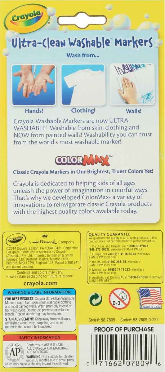 slide 3 of 9, Crayola Color Max Classic Colors Ultra-Clean Washable Markers 8 ea, 8 ct