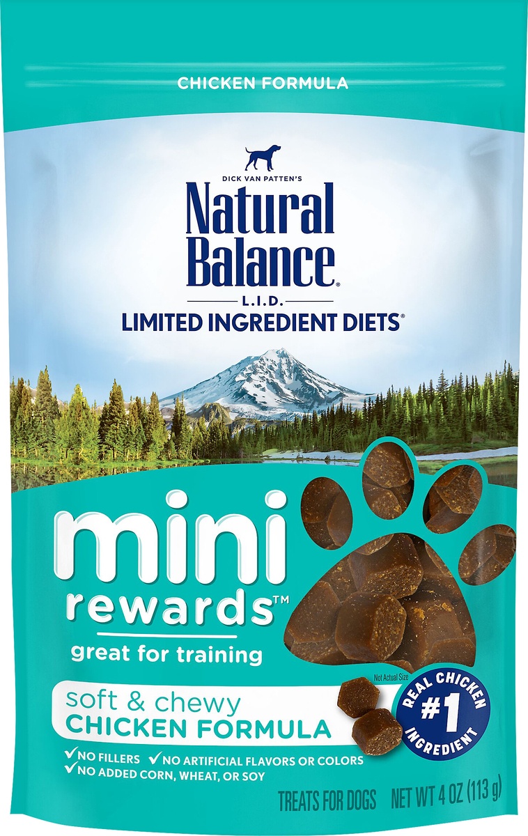 slide 7 of 7, Natural Balance L.I.D. Limited Ingredient Diets Mini Rewards Soft & Chewy Chicken Formula Treats for Dog 4 oz, 4 oz