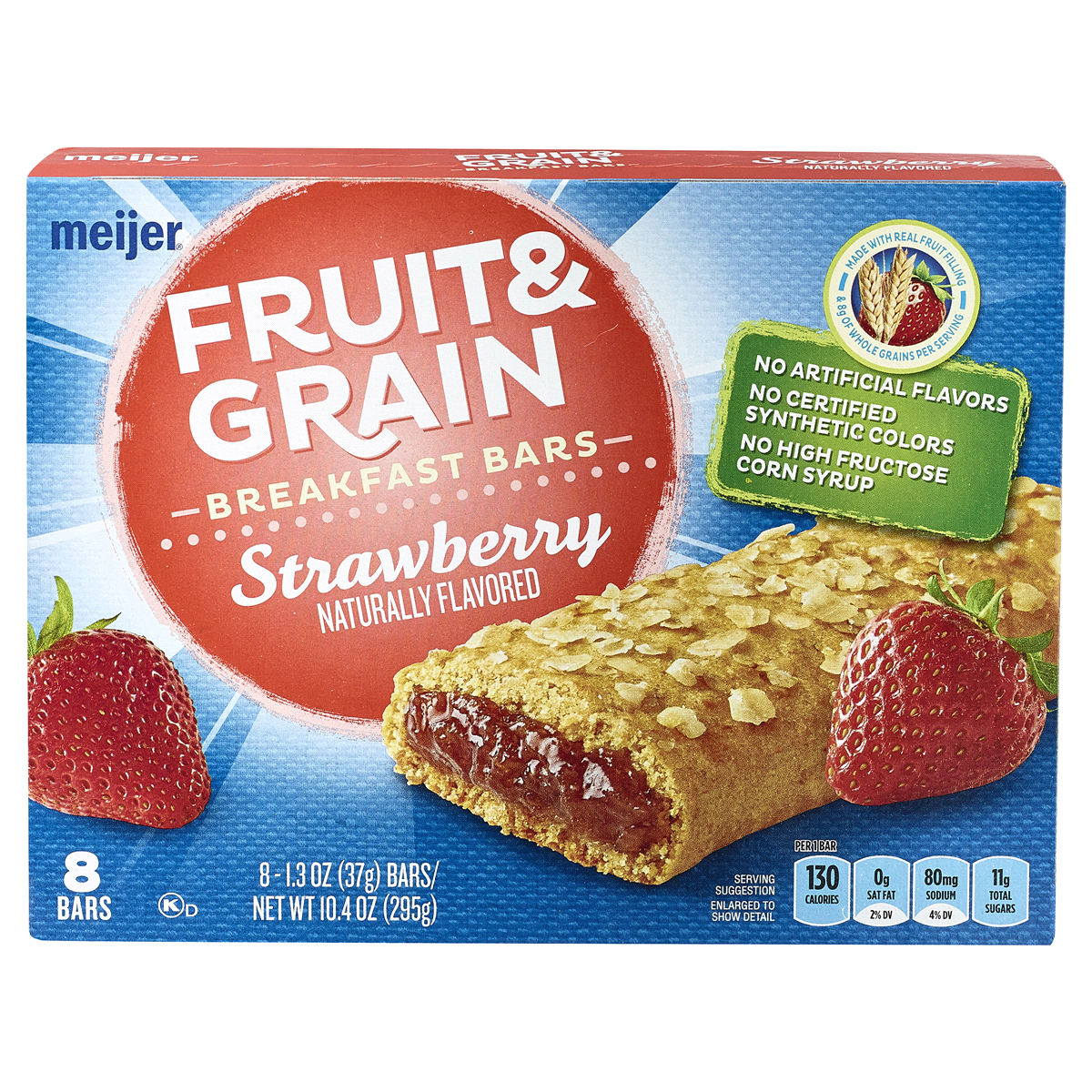 slide 1 of 29, Meijer Fruit & Grain Strawberry Breakfast Bar, 8 ct, 1.3 oz