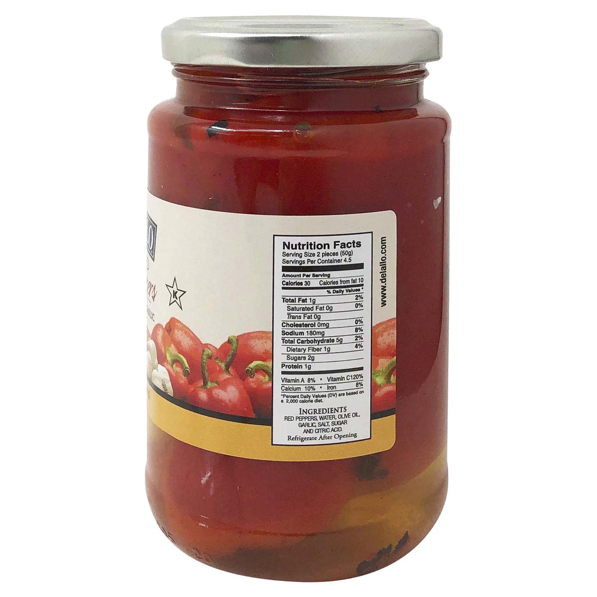 slide 2 of 2, DeLallo Roasted Red Peppers With Garlic, 12 oz