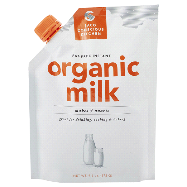 slide 1 of 2, Saco Fat-Free Instant Organic Milk, 9.6 oz